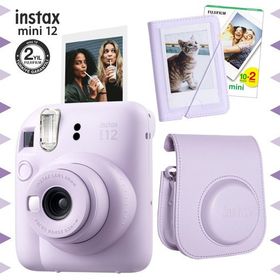 Instax Mini 12 Lila 20'lu Film Mini Albüm Deri Kılıf ve Fotoğraf Makinesi Seti