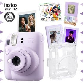 Instax Mini 12 Lila 30'lu Film Albüm Mandal Çerçeve Kılıf Mega ve Fotoğraf Makinesi Set