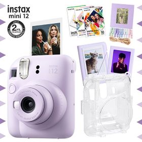 Instax Mini 12 Lila 30'lu Film Albüm Mandal Çerçeve Kılıf Mega ve Fotoğraf Makinesi Set