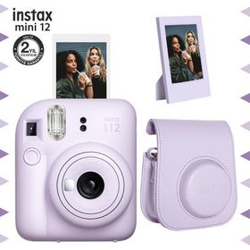 Instax Mini 12 Lila Çerçeve Deri Kılıf ve Fotoğraf Makinesi Seti