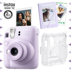 Instax Mini 12 Lila Fotoğraf Makinesi 10'lu Film Mini Albüm ve Şeffaf Kılıf Seti