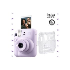 Instax Mini 12 Lila Şeffaf Kılıf ve Fotoğraf Makinesi Seti