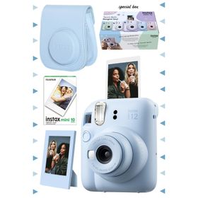 Instax Mini 12 Mavi 10'lu Film Çerçeve Deri Kılıf ve Fotoğraf Makinesi Seti