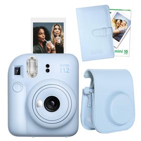 Instax Mini 12 Mavi 10'lu Film Laporta Albüm Deri Kılıf ve Fotoğraf Makinesi Seti