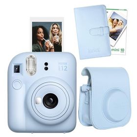 Instax Mini 12 Mavi 10'lu Film Laporta Albüm Deri Kılıf ve Fotoğraf Makinesi Seti
