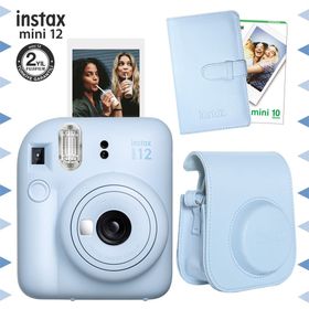 Instax Mini 12 Mavi 10'lu Film Laporta Albüm Deri Kılıf ve Fotoğraf Makinesi Seti