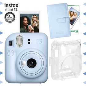 Instax Mini 12 Mavi 10'lu Film Laporta Albüm Şeffaf Kılıf ve Fotoğraf Makinesi Seti