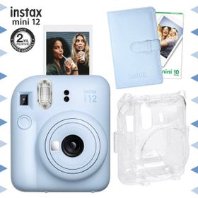 Instax Mini 12 Mavi 10'lu Film Laporta Albüm Şeffaf Kılıf ve Fotoğraf Makinesi Seti