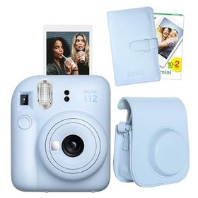 Instax Mini 12 Mavi 20'li Film Laporta Albüm Deri Kılıf ve Fotoğraf Makinesi Seti