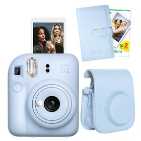 Instax Mini 12 Mavi 20'li Film Laporta Albüm Deri Kılıf ve Fotoğraf Makinesi Seti