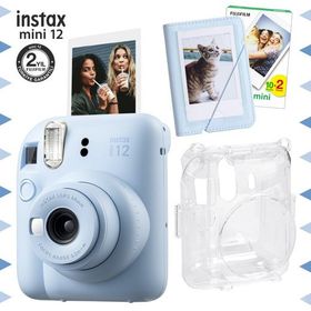 Instax Mini 12 Mavi 20'li Film Mini Albüm Şeffaf Kılıf ve Fotoğraf Makinesi Seti