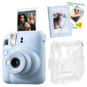Instax Mini 12 Mavi 20'li Film Mini Albüm Şeffaf Kılıf ve Fotoğraf Makinesi Seti
