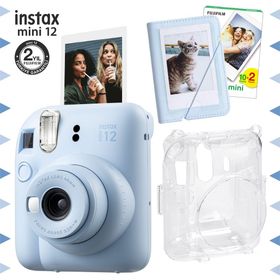 Instax Mini 12 Mavi 20'li Film Mini Albüm Şeffaf Kılıf ve Fotoğraf Makinesi Seti
