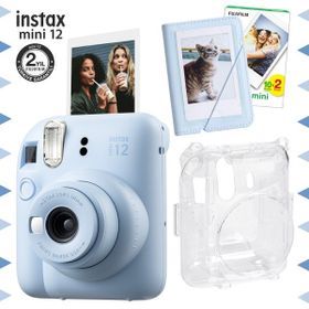 Instax Mini 12 Mavi 20'li Film Mini Albüm Şeffaf Kılıf ve Fotoğraf Makinesi Seti