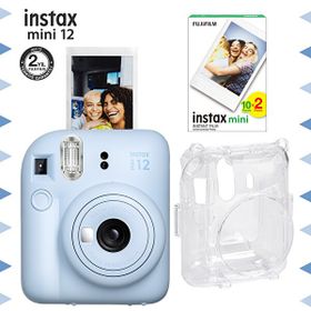 Instax Mini 12 Mavi Fotoğraf Makinesi ve 20'li Film ve Şeffaf Kılıf Seti
