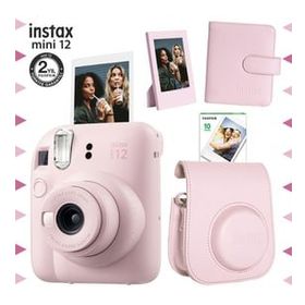 Instax Mini 12 Pembe 10'lu Film Çerçeve Kare Albüm Deri Kılıf ve Fotoğraf Makinesi Seti