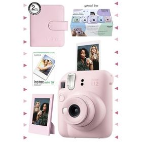 Instax Mini 12 Pembe 10'lu Film Çerçeve Kare Albüm ve Fotoğraf Makinesi Seti