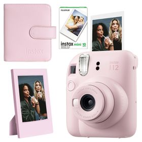 Instax Mini 12 Pembe 10'lu Film Çerçeve Kare Albüm ve Fotoğraf Makinesi Seti