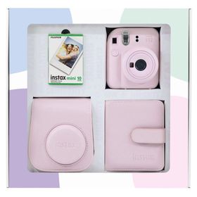 Instax Mini 12 Pembe 10'lu Film Kare Albüm Deri Kılıf Bundle Box ve Fotoğraf Makinesi