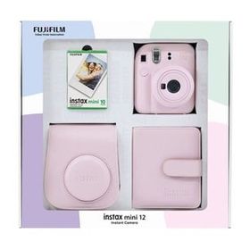 Instax Mini 12 Pembe 10'lu Film Kare Albüm Deri Kılıf Bundle Box ve Fotoğraf Makinesi