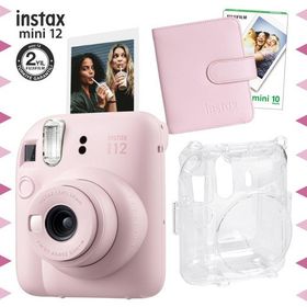 Instax Mini 12 Pembe 10'lu Film Kare Albüm Şeffaf Kılıf ve Fotoğraf Makinesi Seti