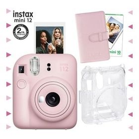 Instax Mini 12 Pembe 10'lu Film Laporta Albüm Şeffaf Kılıf ve Fotoğraf Makinesi Seti