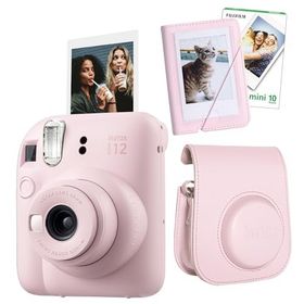 Instax Mini 12 Pembe 10'lu Film Mini Albüm Deri Kılıf ve Fotoğraf Makinesi Seti