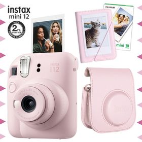 Instax Mini 12 Pembe 10'lu Film Mini Albüm Deri Kılıf ve Fotoğraf Makinesi Seti