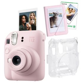 Instax Mini 12 Pembe 10'lu Film Mini Albüm Şeffaf Kılıf ve Fotoğraf Makinesi Seti