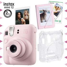 Instax Mini 12 Pembe 10'lu Film Mini Albüm Şeffaf Kılıf ve Fotoğraf Makinesi Seti
