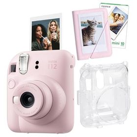 Instax Mini 12 Pembe 10'lu Film Mini Albüm Şeffaf Kılıf ve Fotoğraf Makinesi Seti