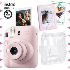 Instax Mini 12 Pembe 10'lu Film Mini Albüm Şeffaf Kılıf ve Fotoğraf Makinesi Seti