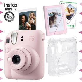 Instax Mini 12 Pembe 10'lu Film Mini Albüm Şeffaf Kılıf ve Fotoğraf Makinesi Seti