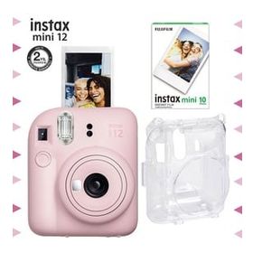 Instax Mini 12 Pembe 10'lu Film Şeffaf Kılıf ve Fotoğraf Makinesi Seti