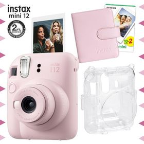 Instax Mini 12 Pembe 20'li Film Kare Albüm Şeffaf Kılıf ve Fotoğraf Makinesi Seti