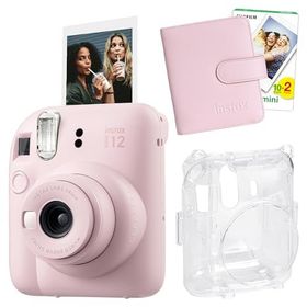 Instax Mini 12 Pembe 20'li Film Kare Albüm Şeffaf Kılıf ve Fotoğraf Makinesi Seti