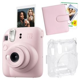 Instax Mini 12 Pembe 20'li Film Kare Albüm Şeffaf Kılıf ve Fotoğraf Makinesi Seti