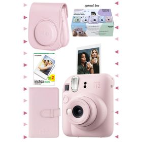 Instax Mini 12 Pembe 20'li Film Laporta Albüm Deri Kılıf ve Fotoğraf Makinesi Seti
