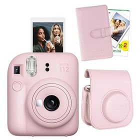 Instax Mini 12 Pembe 20'li Film Laporta Albüm Deri Kılıf ve Fotoğraf Makinesi Seti