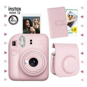 Instax Mini 12 Pembe 20'li Film Laporta Albüm Deri Kılıf ve Fotoğraf Makinesi Seti