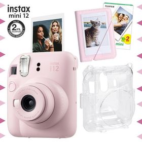 Instax Mini 12 Pembe 20'li Film Mini Albüm Şeffaf Kılıf ve Fotoğraf Makinesi Seti