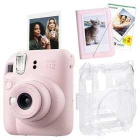 Instax Mini 12 Pembe 20'li Film Mini Albüm Şeffaf Kılıf ve Fotoğraf Makinesi Seti