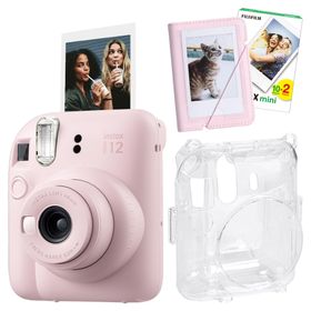 Instax Mini 12 Pembe 20'li Film Mini Albüm Şeffaf Kılıf ve Fotoğraf Makinesi Seti