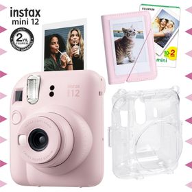 Instax Mini 12 Pembe 20'li Film Mini Albüm Şeffaf Kılıf ve Fotoğraf Makinesi Seti