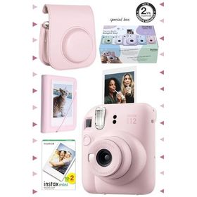 Instax Mini 12 Pembe 20'lu Film Mini Albüm Deri Kılıf ve Fotoğraf Makinesi Seti