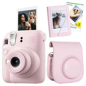 Instax Mini 12 Pembe 20'lu Film Mini Albüm Deri Kılıf ve Fotoğraf Makinesi Seti