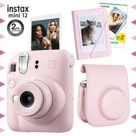 Instax Mini 12 Pembe 20'lu Film Mini Albüm Deri Kılıf ve Fotoğraf Makinesi Seti