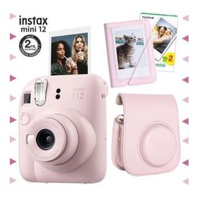Instax Mini 12 Pembe 20'lu Film Mini Albüm Deri Kılıf ve Fotoğraf Makinesi Seti