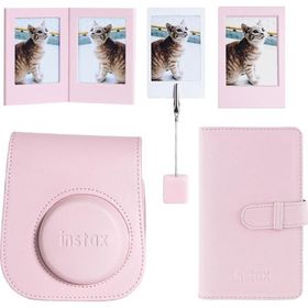 Instax Mini 12 Pembe Deri Kılıf Laporta Deri Albüm ve Fotoğraf Çerçeveleri Aksesuar Seti