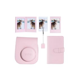 Instax Mini 12 Pembe Deri Kılıf Laporta Deri Albüm ve Fotoğraf Çerçeveleri Aksesuar Seti